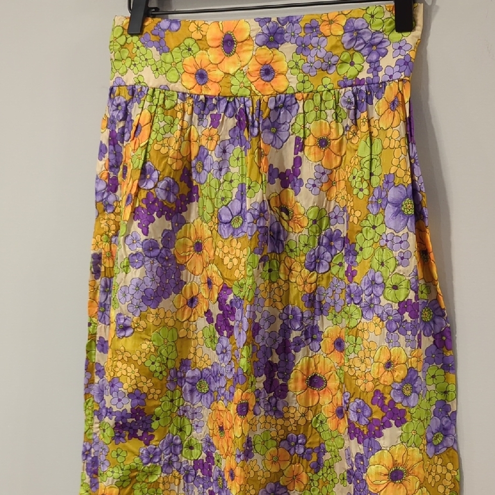 Vintage 70s‎ Floral Maxi Skirt Handmade 13" Waist - Picture 3 of 10